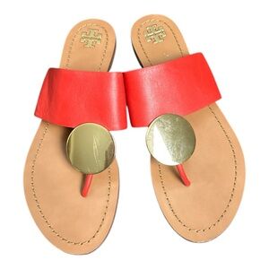 Tory Burch Red Sandals with Gold Accents